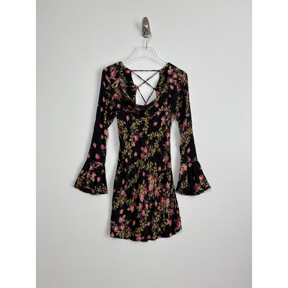 Free People Lone Star Bias Dress in Black Combo Size 0 - Picture 5 of 10